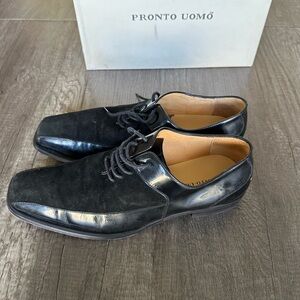 Pronto Uomo Black Leather Oxford Dress Shoes 9M